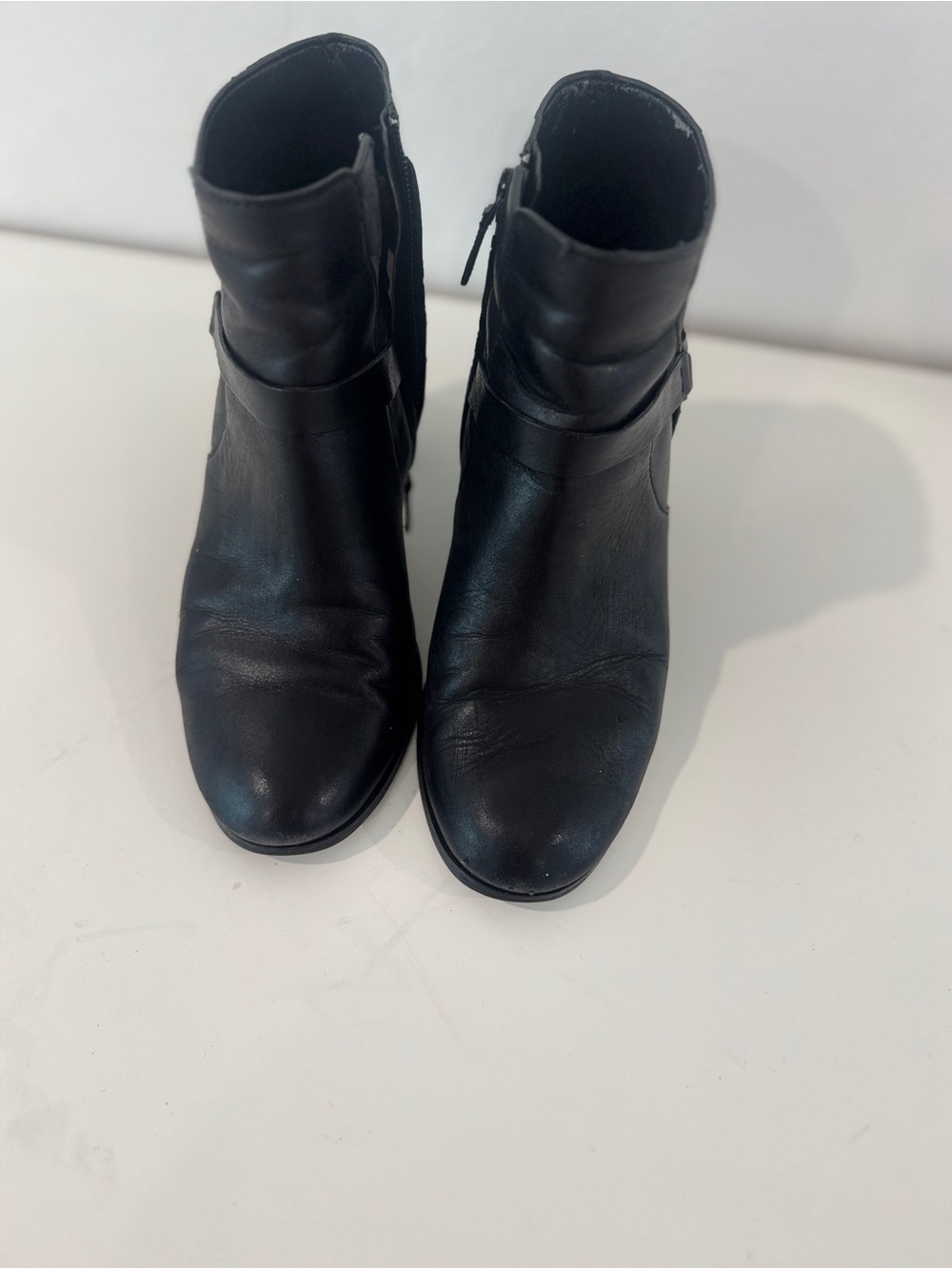 Cole Haan Black Leather Ankle Booties with Side Zip
